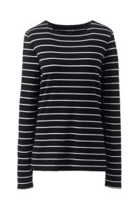 Lands' End Women's Plus Long Sleeve Cotton-modal Striped Crew Neck T-shirt - 20-22