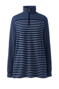 Lands' End Women's Plus Mixed Stripe French Terry Half-zip Sweatshirt Tunic - 20-22