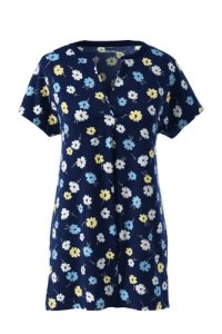 Lands' End Women's Plus Printed Jersey Notch Neck Tunic Top - 20-22