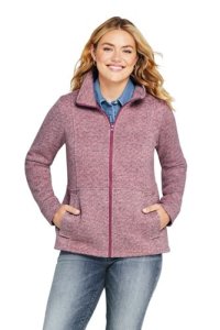 Lands' End Women's Plus Sweater Fleece Jacket - 20-22