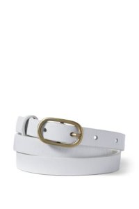 Lands' End Women's Skinny Leather Belt - 8, White