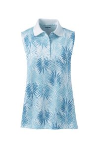 Lands' End Women's Sleeveless Polo Shirt in Supima Cotton Print - 10 12