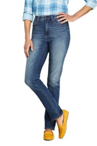 Lands' End Women's Slimming Jeans, High Waisted Straight Leg, Indigo - 8 32