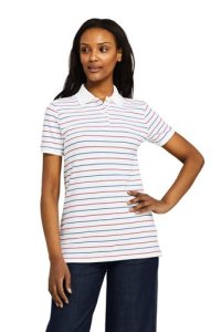 Lands' End Women's Stripe Piqué Polo Shirt - 10 12