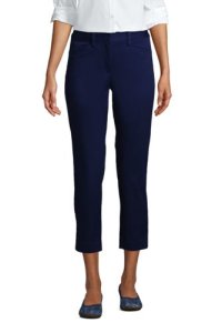 Mid Rise Cropped Chino Trousers, Women, Size: 10 Regular, Blue, Cotton, by Lands' End