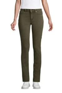 Mid Rise EcoVero Straight Leg Jeans, Women, Size: 10 30 Regular, Green, Viscose, by Lands' End