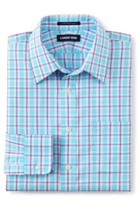 Lands End - Patterned traditional fit straight collar easy-iron pinpoint shirt, men, size: 15½/33 regular, purple, cotton, by lands' end