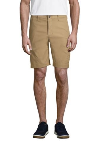 Performance Chino Shorts, Men, Size: 32 Regular, Tan, Polyester, by Lands' End