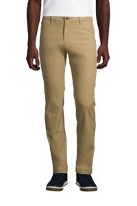 Performance Chinos, Slim Fit, Men, Size: 32 Regular, Tan, Polyester, by Lands' End