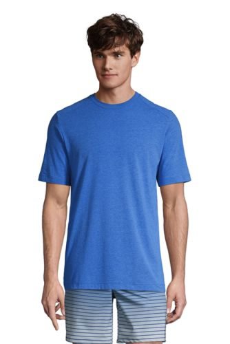 Lands End - Performance t-shirt, men, size: 42-44 regular, blue, cotton-blend, by lands' end