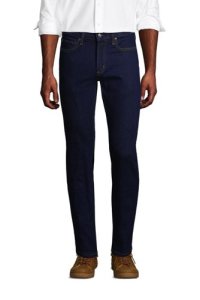 Premium Stretch Denim Jeans, Straight Fit, Men, Size: 38 Regular, Blue, Cotton-blend, by Lands' End