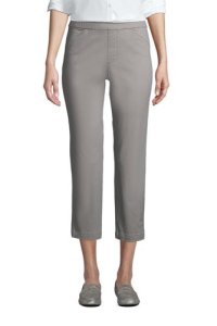 Pull-on Cropped Chino Trousers, Women, Size: 10 Regular, Grey, Cotton-blend, by Lands' End