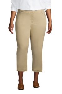 Pull-on Cropped Chino Trousers, Women, Size: 22 Plus, Brown, Cotton-blend, by Lands' End