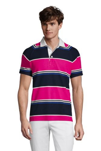 Rugby Polo Shirt, Men, Size: 34 - 36 Regular, Pink, Cotton, by Lands' End