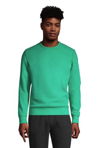 Lands End - Serious sweats crew neck sweatshirt, men, size: 38-40 regular, green, cotton-blend, by lands' end