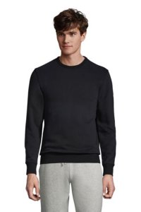 Serious Sweats Crew Neck Sweatshirt, Men, Size: 42-44 Regular, Black, Cotton-blend, by Lands' End