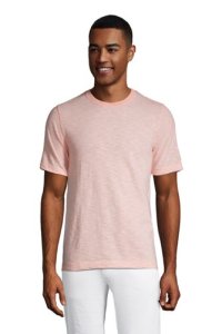 Short Sleeve Slub Jersey T-shirt, Men, Size: 38-40 Regular, Orange, Cotton Modal, by Lands' End