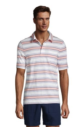 Slub Jersey Polo Shirt, Men, Size: 38-40 Regular, Orange, Cotton, by Lands' End