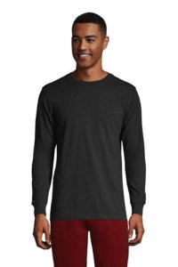 Super-T Long Sleeve T-shirt, Men, Size: 38-40 Tall, Black, Cotton, by Lands' End