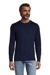 Super-T Long Sleeve T-shirt, Men, Size: 46-48 Regular, Blue, Cotton, by Lands' End