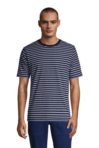 Super-T Striped T-shirt, Men, Size: 38-40 Regular, Blue, Cotton, by Lands' End