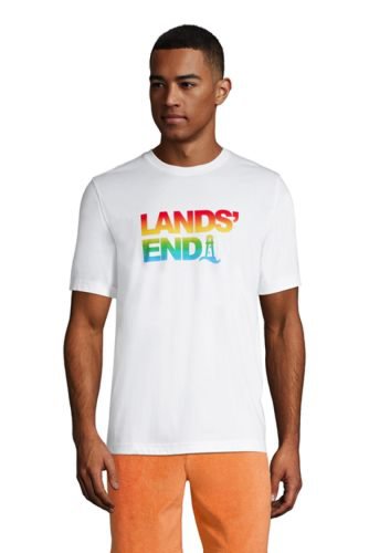 Lands End - Super-t t-shirt, men, size: 42-44 regular, white, cotton, by lands' end