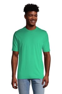 Lands End - Super-t t-shirt, tailored fit, men, size: 38-40 regular, green, cotton, by lands' end