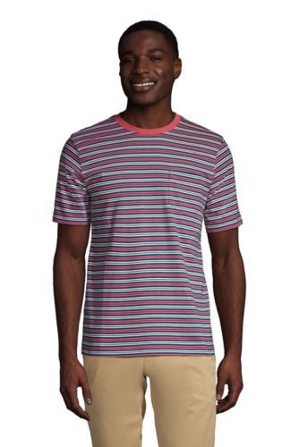 Super-T T-shirt with pocket, Men, Size: 38-40 Regular, Blue, Cotton, by Lands' End