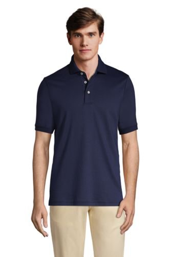 Lands End - Supima polo shirt, traditional fit, men, size: 38-40 regular, blue, cotton, by lands' end