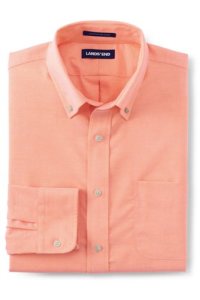 Tailored Fit Easy-iron Button-down Supima Oxford Shirt, Men, Size: 15½/33 Regular, Orange, Cotton, by Lands' End