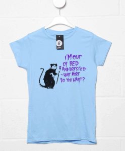 Banksy Womens T Shirt - Out Of Bed Rat