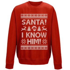 Sale Item - Christmas Sweatshirt - Santa I Know Him - Red - Medium