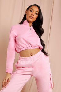 Misspap - Womens details slogan high neck sweatshirt - pink - 16, pink