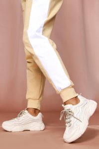 Womens Holographic Detail Chunky Trainer - beige - 3, Beige