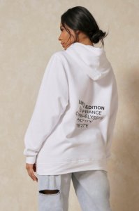 Womens Limited Edition Paris Oversized Hoodie - white - SM, White