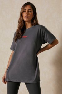 Womens MISSPAP Branded Oversized T-Shirt Dress - charcoal - ML, Charcoal