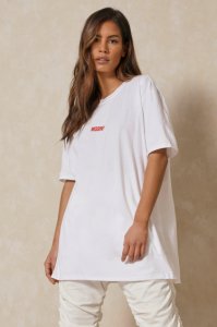 Womens MISSPAP Branded Oversized T-Shirt Dress - white - ML, White