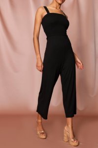 Womens Shirred Jumpsuit - black - S, Black