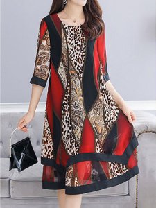 Berrylook Abstract Printed Early Autumn Loose Dress Shift Dress online stores, stores and shops, tunic dress, semi formal dresses