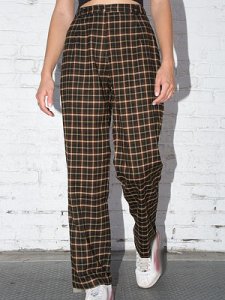 Berrylook Autumn and winter fashion casual check casual trousers online, shoppers stop,