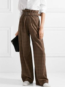 Berrylook Autumn and winter high waist casual check wide leg pants online, fashion store,