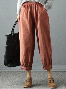 Berrylook Autumn and winter new fashion loose casual corduroy cropped pants clothes shopping near me, shoping,