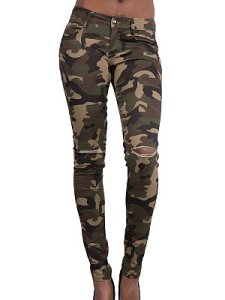 Berrylook Autumn and winter new style ripped hole slim camouflage casual pants shoppers stop, shop, Camouflage Casual Pants,