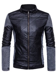 Berrylook Band Collar Patchwork Color Block Men Jacket clothes shopping near me, fashion store,