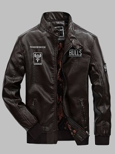 Berrylook Band Collar Printed PU Leather Men Biker Jacket shoping, sale, Print Men Jackets,