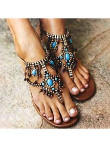 Berrylook Bohemian Flat Peep Toe Casual Date Flat Sandals shop, online, Bohemian Flat Sandals,
