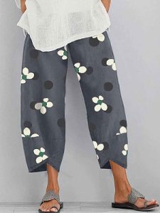 Berrylook Casual Cotton And Linen Printed Casual Pants clothing stores, sale,