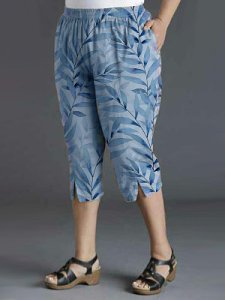 Berrylook Casual cotton and linen printed cropped trousers shoping, fashion store,