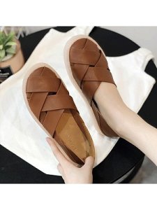 Berrylook Casual Cross Toe Flat Slippers clothes shopping near me, online,