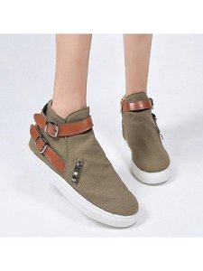 Berrylook Casual flat heel belt buckle denim canvas shoes online shopping sites, sale,